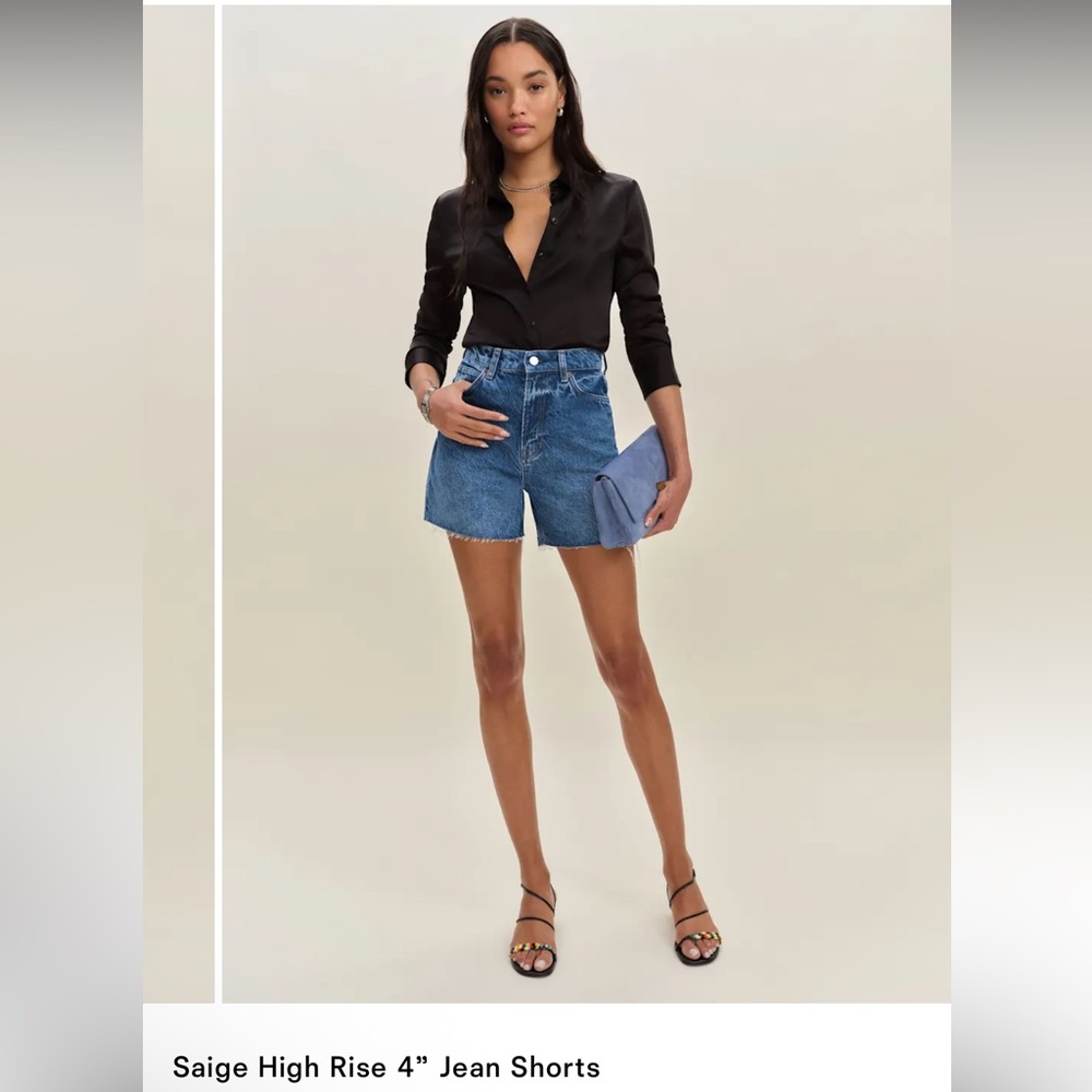 Reformation Saige High Rise 4” Jean Shorts Blue - Size 27
